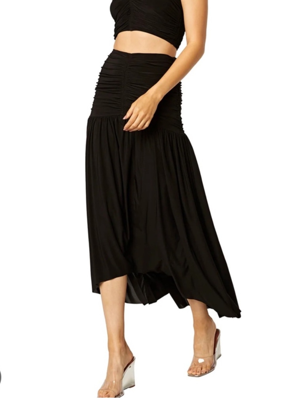 MISA LOS ANGELES Dalida Black High-Low Maxi Skirt